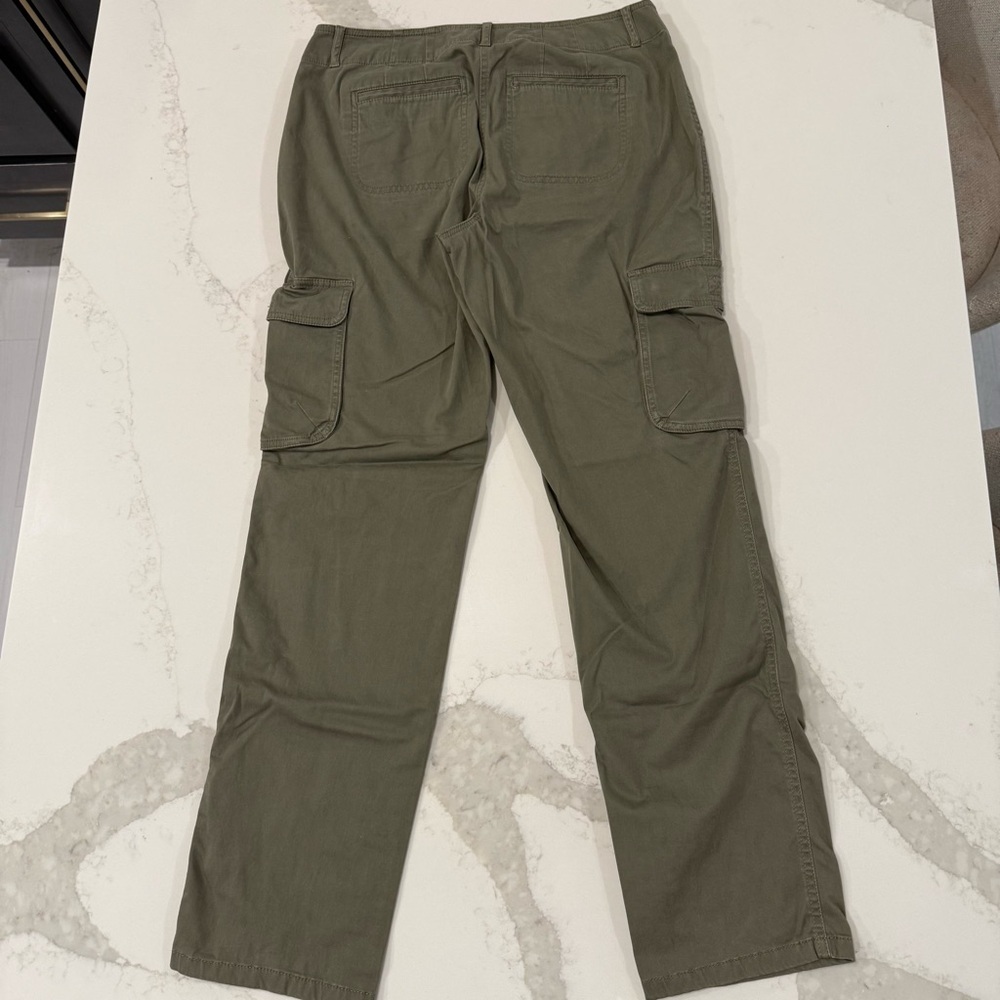 J. Jill Chino Cargo Pants StraightLeg Womens 6 Stretch OliveGreen Cotton Utility - Picture 5 of 7